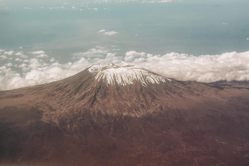 Mount Kilimanjaro Aerial shot for the Marangu Route
